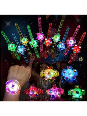 48 Pack Glow in The Dark LED Fidget Spinner Bracelets - Kids Party Favors